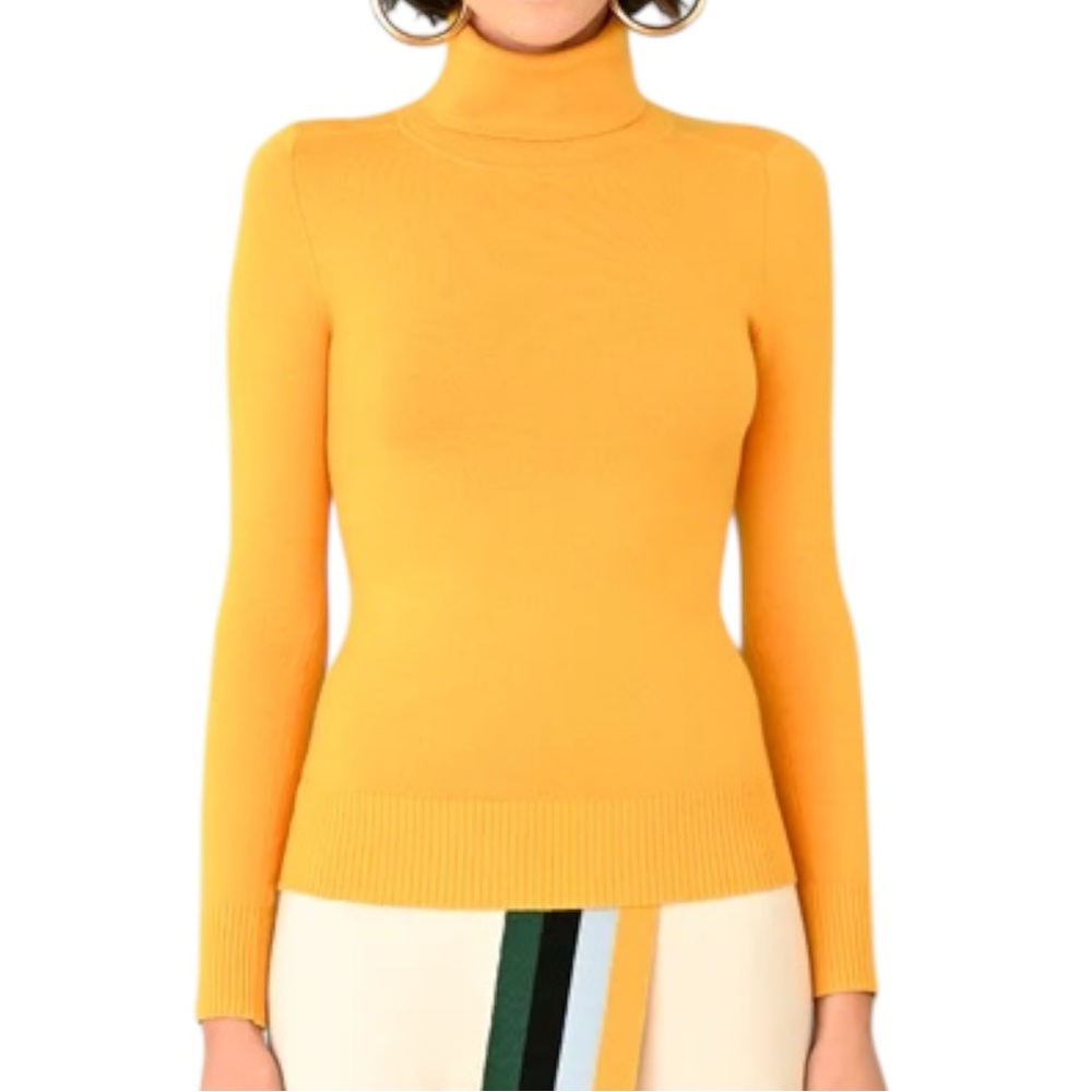 J. Crew Orange‎ soft 100% Cashmere fold-over turtleneck sweater Women's Size S